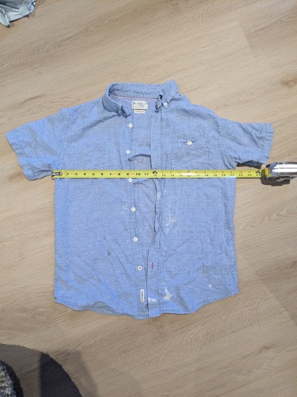 Weathered Vintage Linen Short Sleeve Button Up Medium